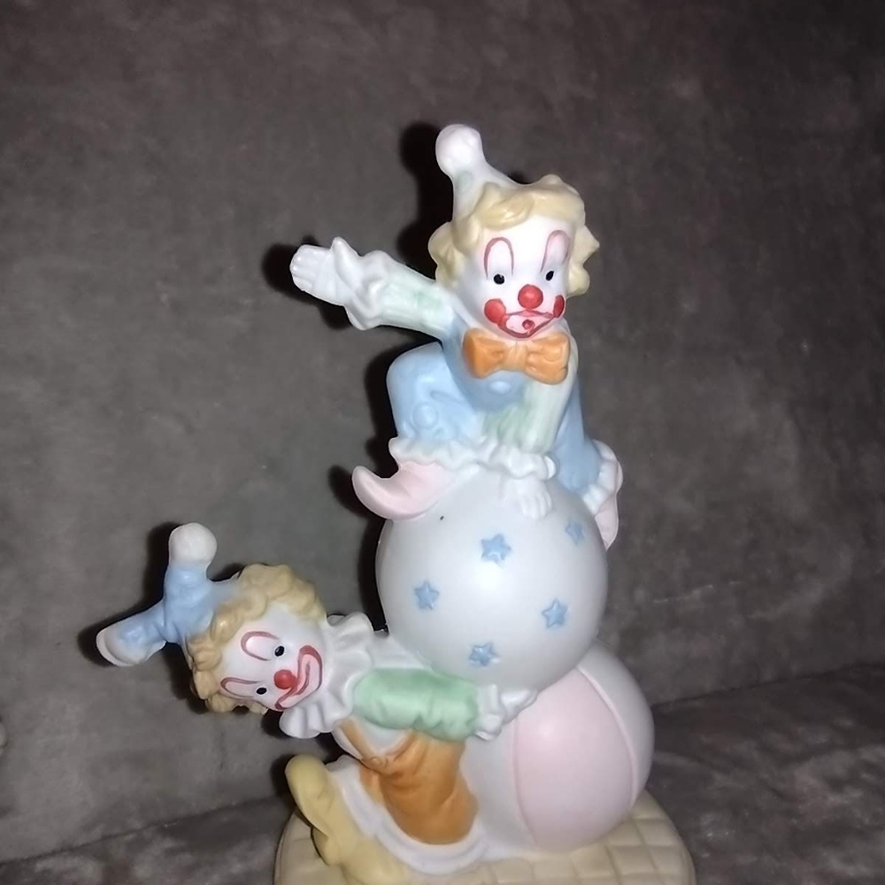 Vintage Clown Joker Dwarf Circus Ball Ceramic Figurine